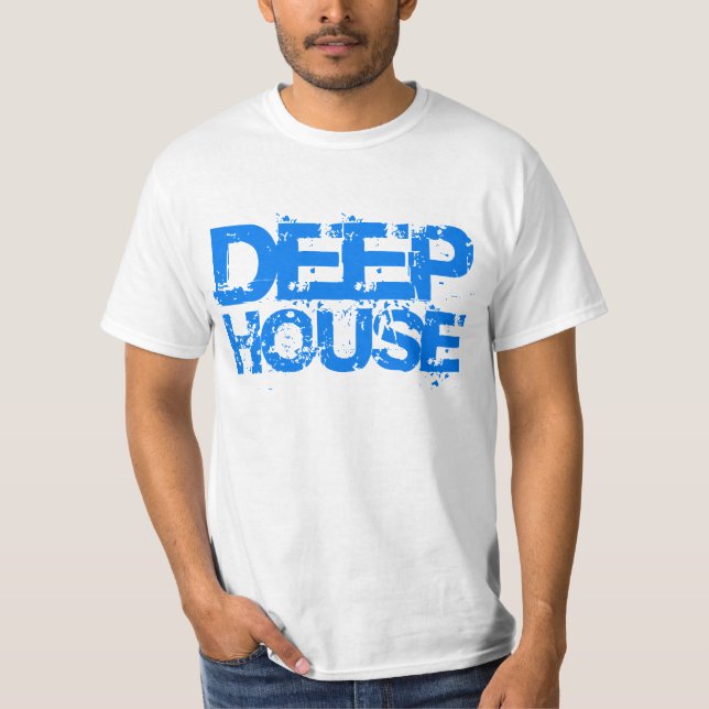 deep house music dj blue design t-shirt (Front)