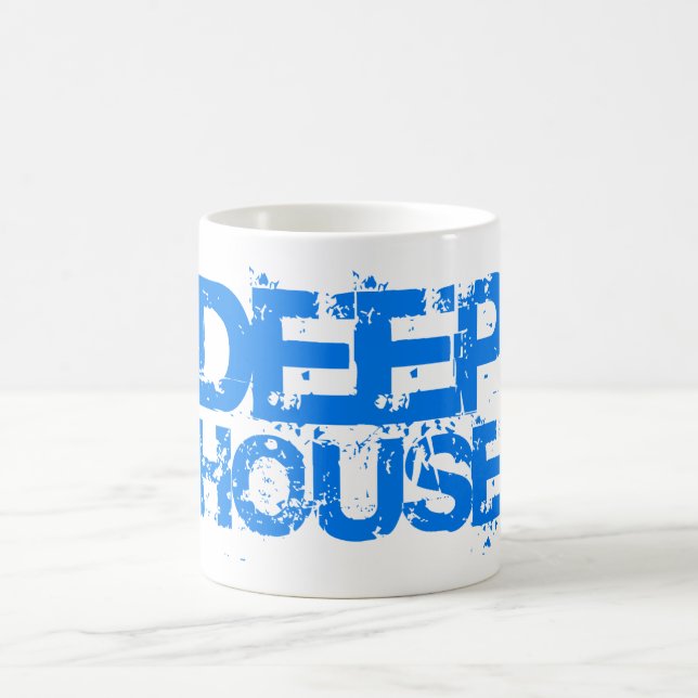 deep house music dj cup or mug blue design (Center)