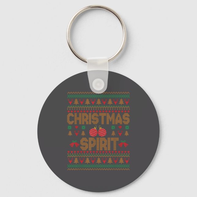 Deep In Christmas Srit Couples Matching Ugly Sweat Key Ring (Front)