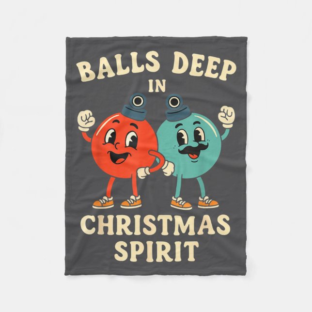Deep In Christmas Srit Funny Retro Holiday Humor  Fleece Blanket (Front)