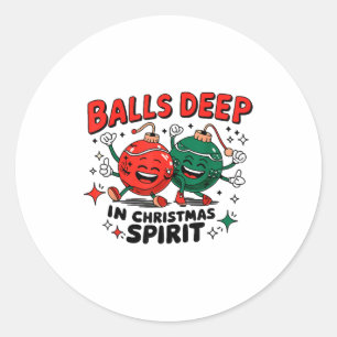 Deep In Christmas Srit, Merry Christmas Bauble Tee Classic Round Sticker