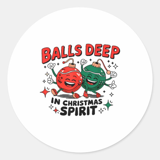 Deep In Christmas Srit, Merry Christmas Bauble Tee Classic Round Sticker (Front)