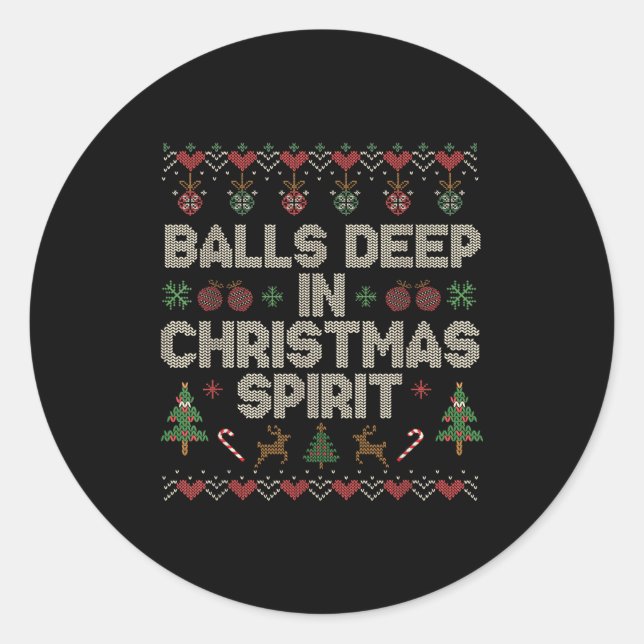 Deep In The Christmas Srit Couple Matching Christm Classic Round Sticker (Front)