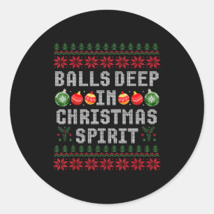 Deep In The Christmas Srit Couple Matching Christm Classic Round Sticker