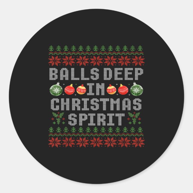 Deep In The Christmas Srit Couples Ugly Matching  Classic Round Sticker (Front)