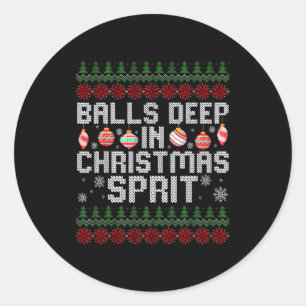 Deep In The Christmas Srit Matching Couples Ugly Classic Round Sticker