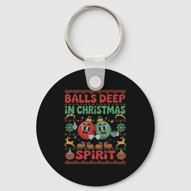 Deep In The Christmas Srit Xmas Husband Ugly Sweat Key Ring (Front)