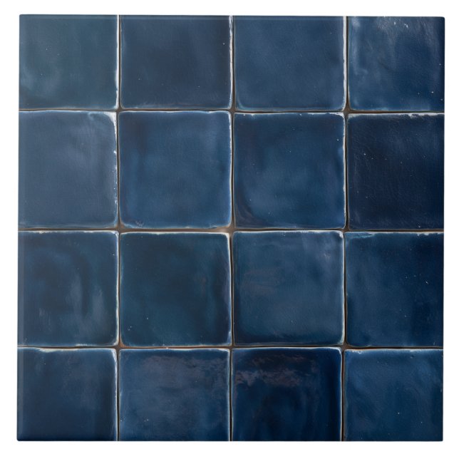 Deep Indigo Artisan Glazed Squares Tile (Front)