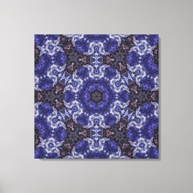 Deep Indigo Swirl Mandala with Fluid Patterns Canvas Print (Front)