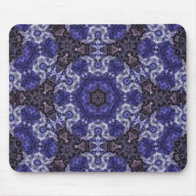 Deep Indigo Swirl Mandala with Fluid Patterns Mouse Mat (Front)