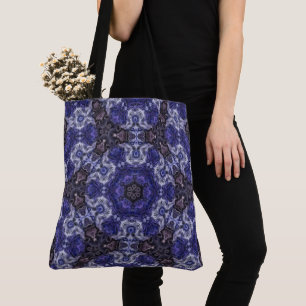 Deep Indigo Swirl Mandala with Fluid Patterns Tote Bag