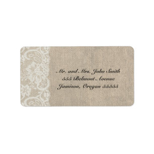 DEEP IVORY Lace and Burlap Address Labels