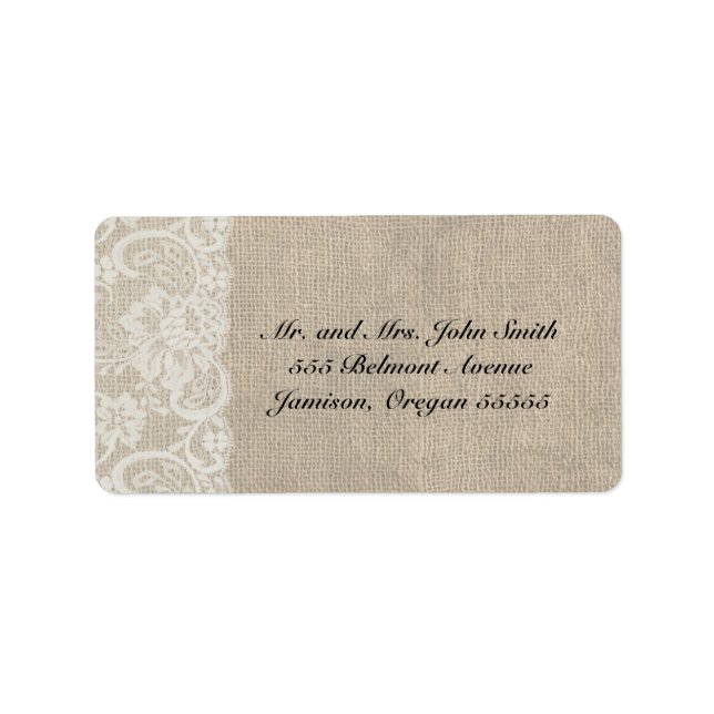 DEEP IVORY Lace and Burlap Address Labels (Front)