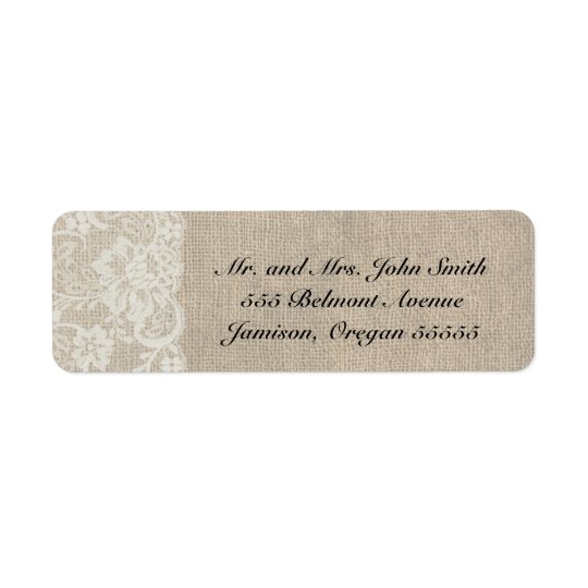 DEEP IVORY Lace and Burlap Return Address Labels