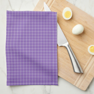 Deep Lavender and white Windowpane Plaid  Tea Towel