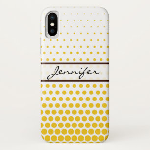 Deep Lemon Polka Dot Elegant Modern White iPhone X Case