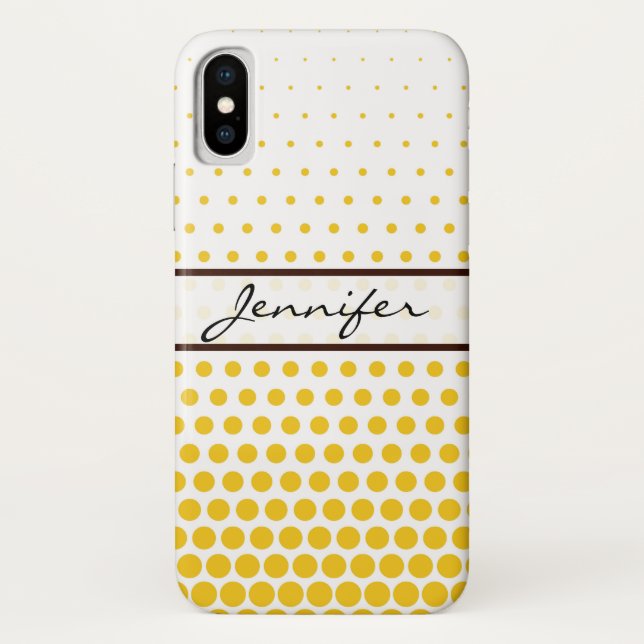 Deep Lemon Polka Dot Elegant Modern White Case-Mate iPhone Case (Back)