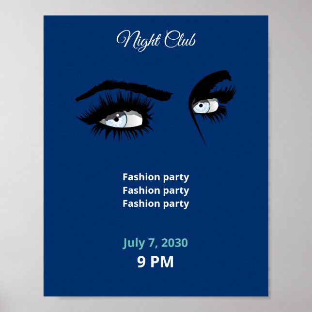 Deep Light Blue Solid Colours Drawing Female Glanc Poster (Front)