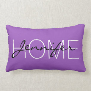 Deep lilac colour home monogram lumbar cushion