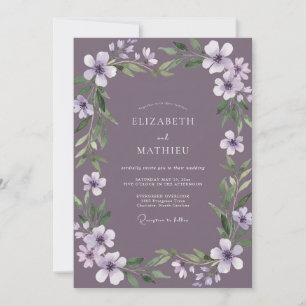Deep Lilac Painted Vine Wedding Invitation