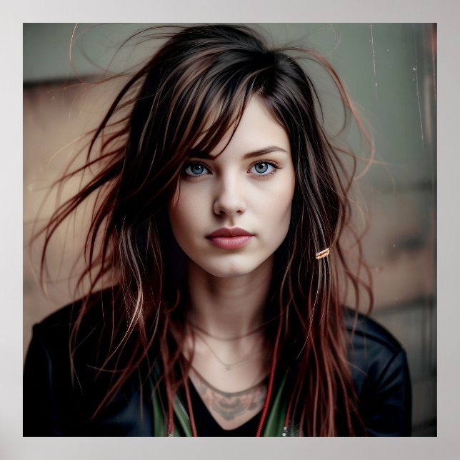 Deep look and wind hair poster (Front)