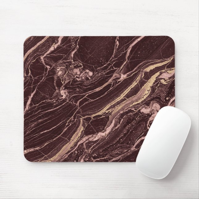 Deep Marble Red Contemporary Aesthetic Look Mouse Mat (With Mouse)