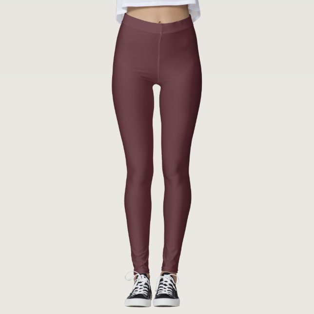 Deep Maroon Solid Colour Leggings (Front)