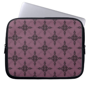 Deep Mauve and Black Damask Pattern Laptop Sleeve