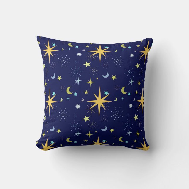 Deep Midnight Blue Night Sky Pillow (Front)