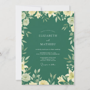 Deep Moss Wildflower Wedding Invitation