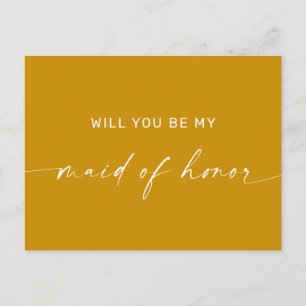 Deep Mustard Yellow Be My Maid of Honour Proposa Postcard