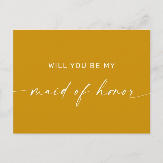 Deep Mustard Yellow | Be My Maid of Honour Proposa Postcard (Front)