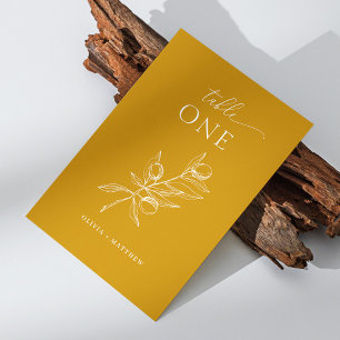 Deep Mustard Yellow Olive Wedding Elegant Fall Table Number