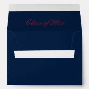 Deep Navy And Scarlet Typography Graduation Envelope