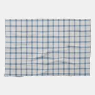 Deep Navy Blue Check Windowpane Gingham Tea Towel