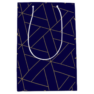 Deep Navy Blue & Gold Medium Gift Bag