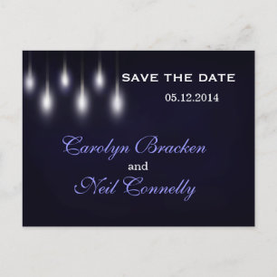Deep Navy Blue Steet Lights Save the Date card