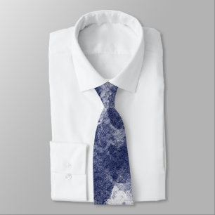 Deep Navy Blue Watercolor Texture Tie