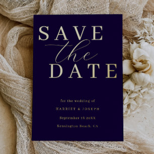 Deep Navy & Gold Foil Wedding Save The Date