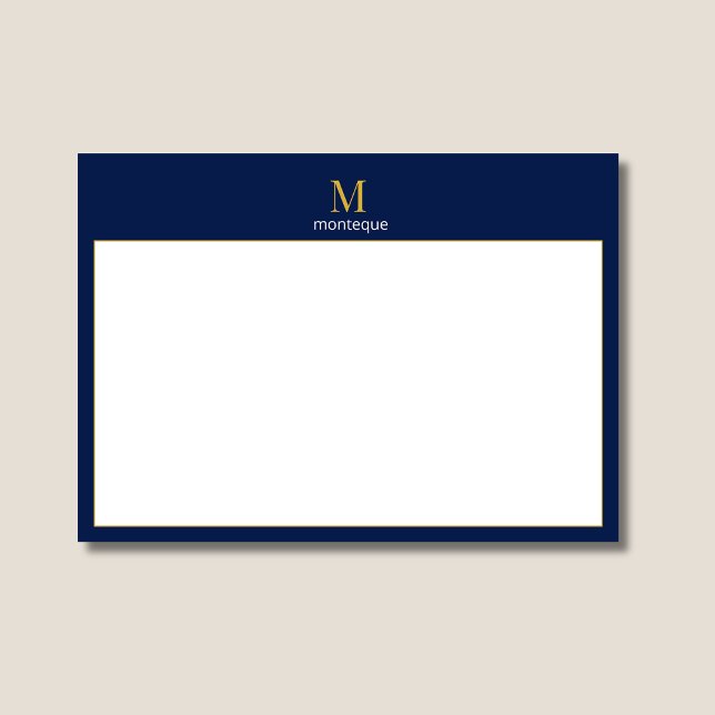 Deep Navy Gold Monogram Personalized Name Luxury  Card (Creator Uploaded)