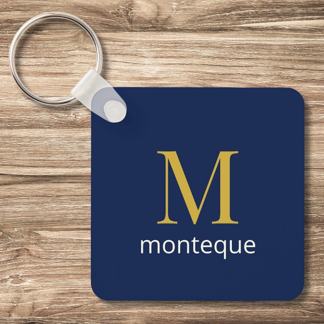 Deep Navy Luxury Custom Monogram Gift For Her Key Ring (Creator Uploaded)