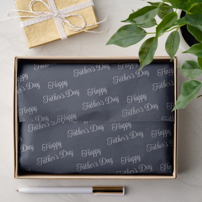 Deep Navy & Metallic Script 'Happy Father's Day' Tissue Paper (Gift)
