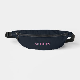 Deep navy pink custom name  bum bags