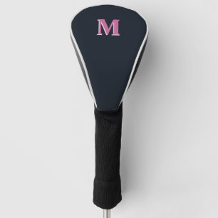 Deep navy pink monogrammed golf head cover