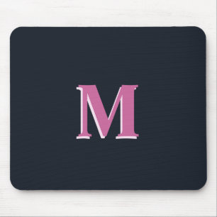 Deep navy pink monogrammed mouse mat
