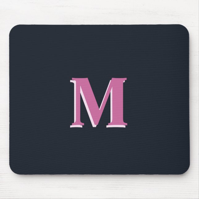 Deep navy pink monogrammed mouse mat (Front)