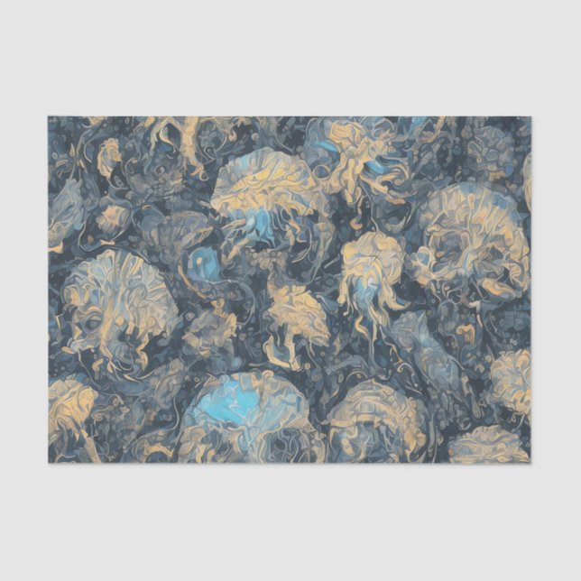 Deep Ocean Mystical Jellyfish Pattern Ethereal Art Tissue Paper (Front)