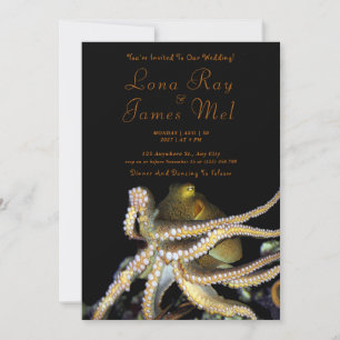 Deep Ocean Octopus Beach Wedding Invitation