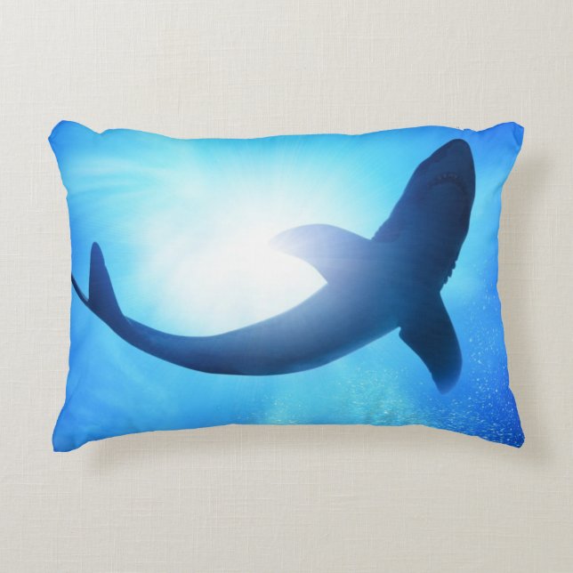 Deep Ocean Shark Silhouette Decorative Cushion (Front)
