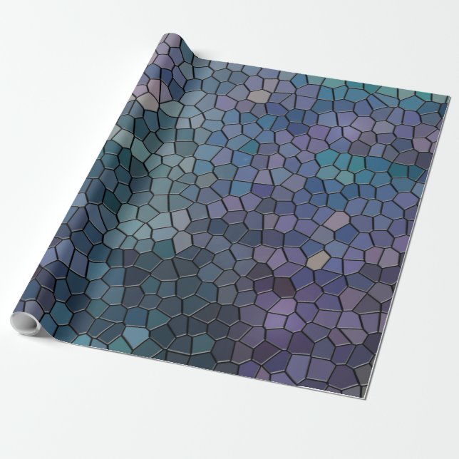 Deep Ocean Stained Glass Wrapping Paper (Unrolled)